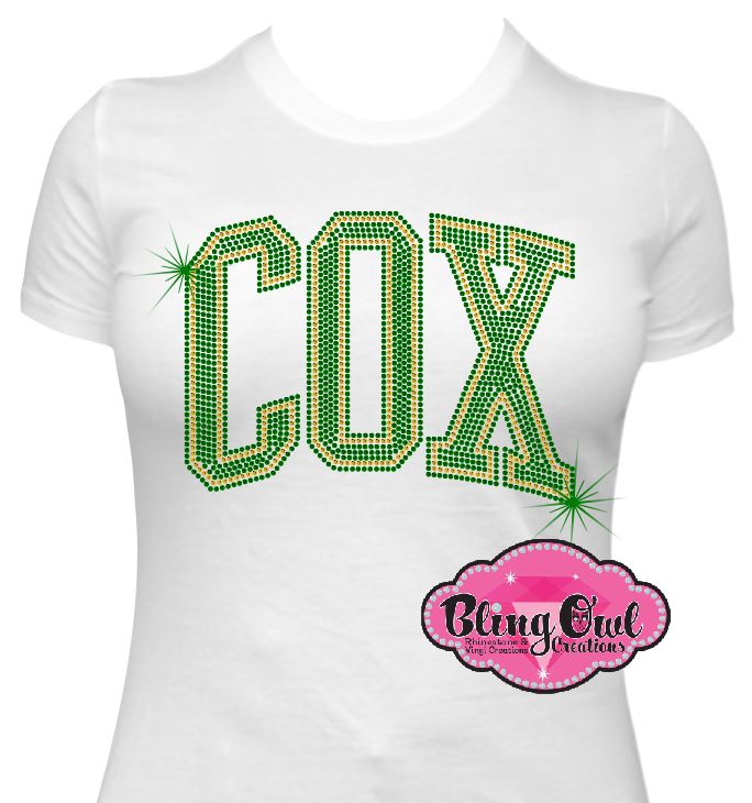 cox_school_logo_school spirit wear _rhinestone_sparkle_bling