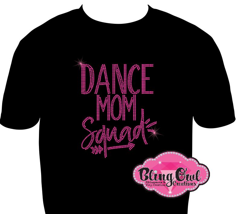 dance_mom_squad design rhinestones sparkle bling transfer