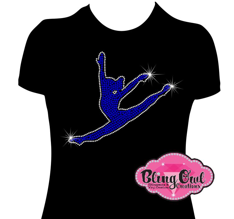 dancer_outline design shirt rhinestones sparkle bling transfer