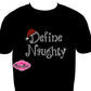 define_naughty design shirt christmas tshirt holiday wear rhinestones sparkle bling