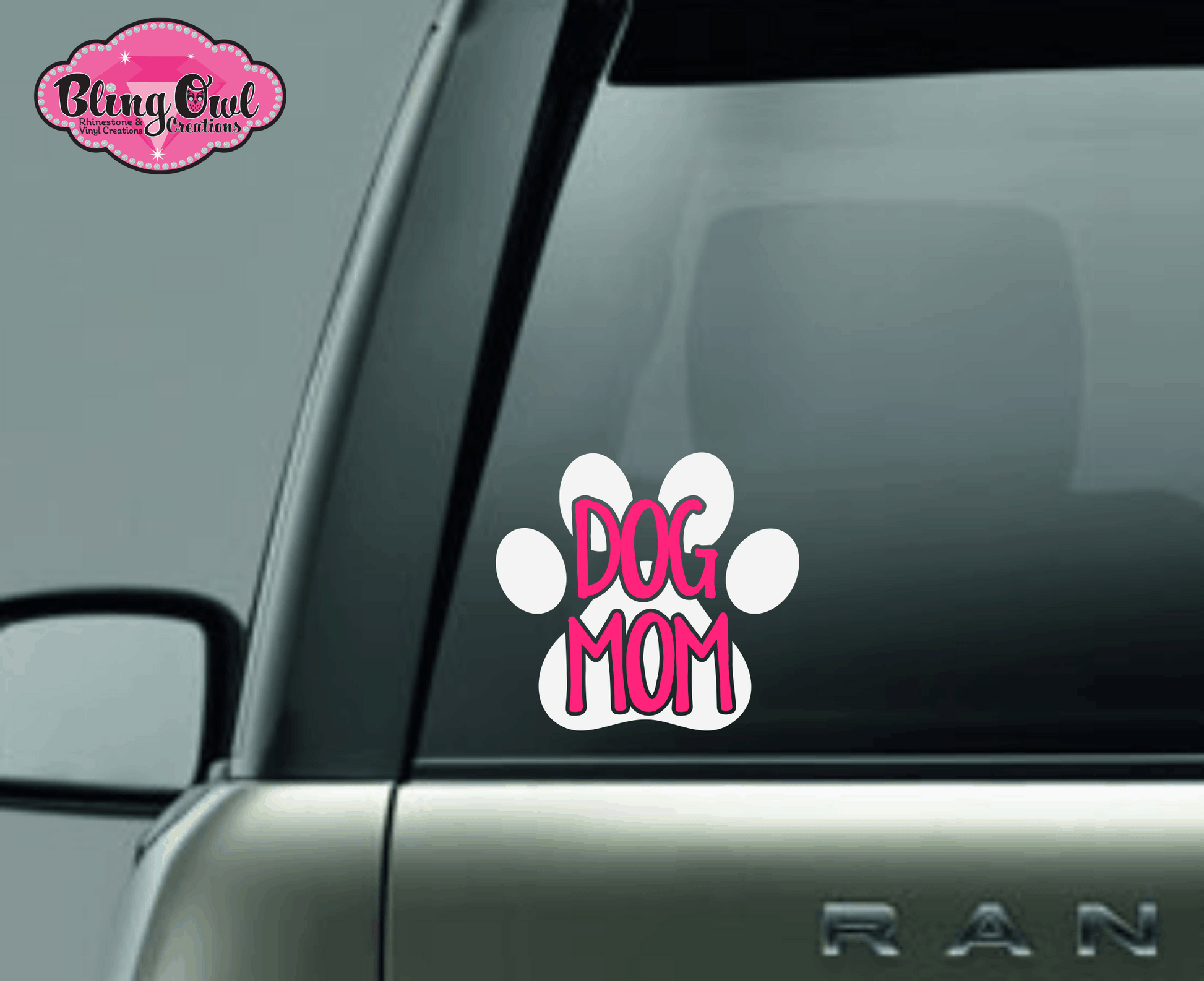 dog_mom with paw print decal