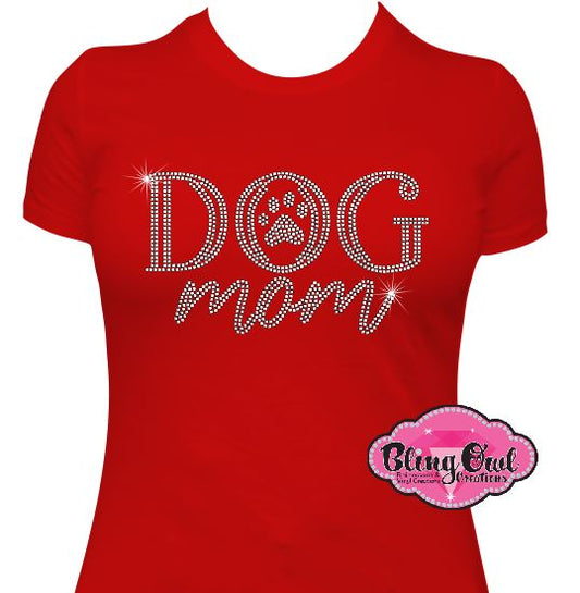 dog_mom_paw design fur_mom shirt dog_lover tshirt fur_babies Ladies_bling_tessrhinestones sparkle bling