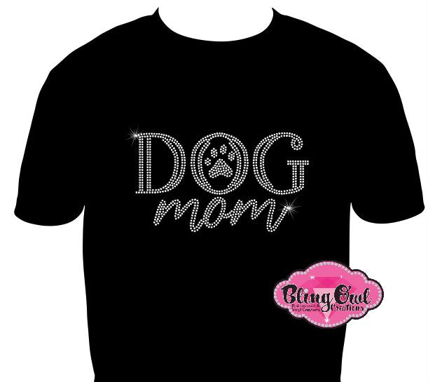 dog_mom_paw design fur_mom shirt dog_lover tshirt fur_babies Ladies_bling_tessrhinestones sparkle bling