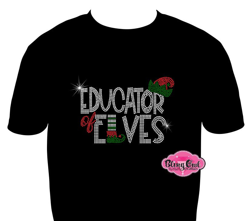 educator_elves design shirt christmas tshirt holiday wear rhinestones sparkle bling