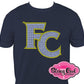 First Colonial FC Patriots shirt school spirit wear school spirit logo custom rhinestones sparkle bling