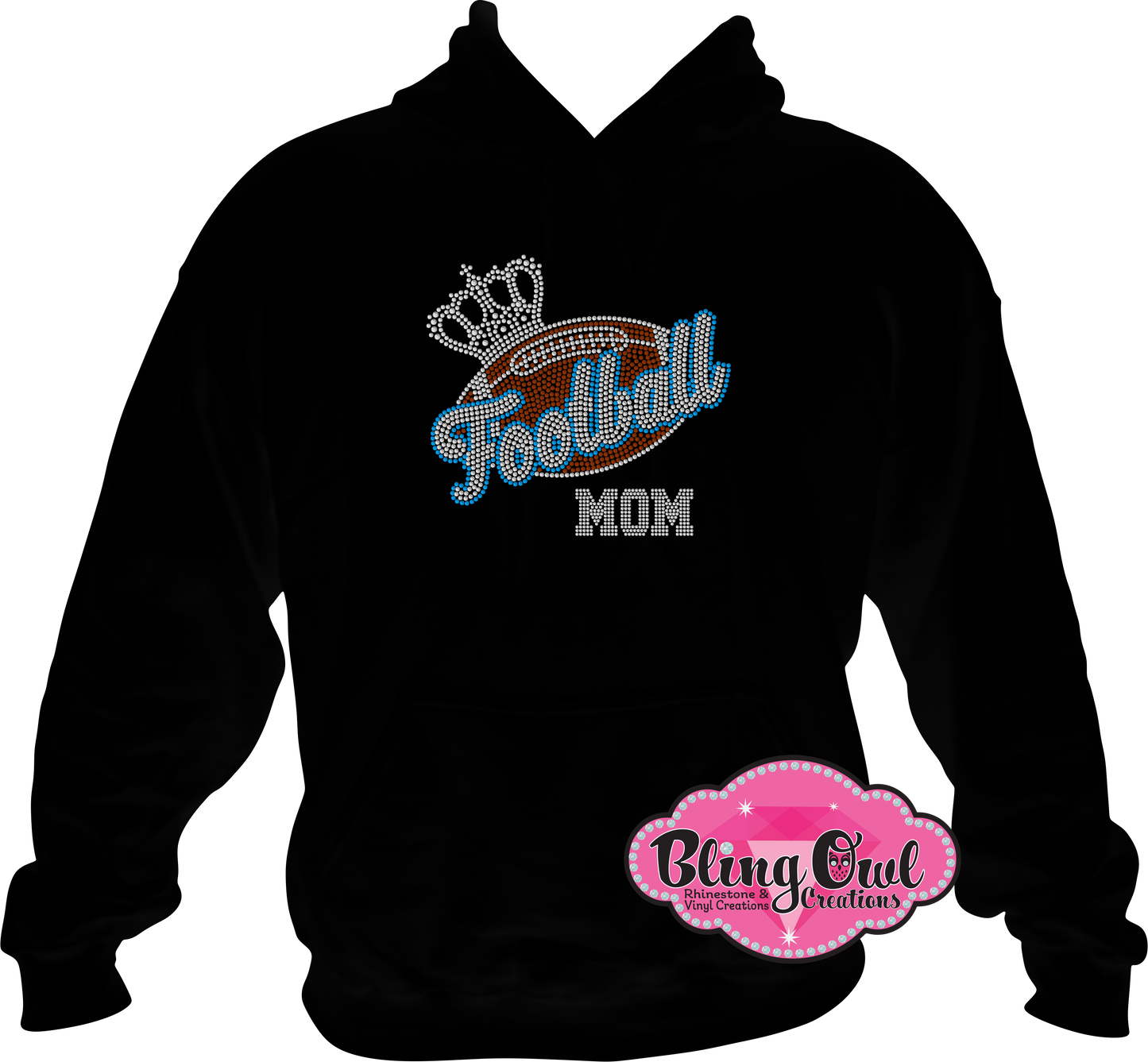 football_mom spirit_wear rhinestones sparkle bling transfer