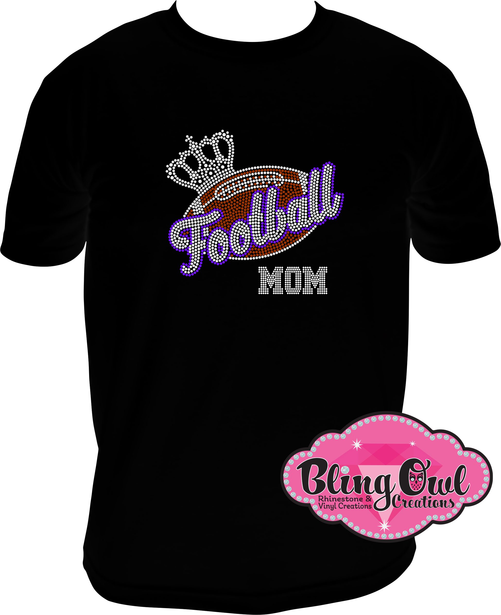 football_mom spirit_wear rhinestones sparkle bling transfer