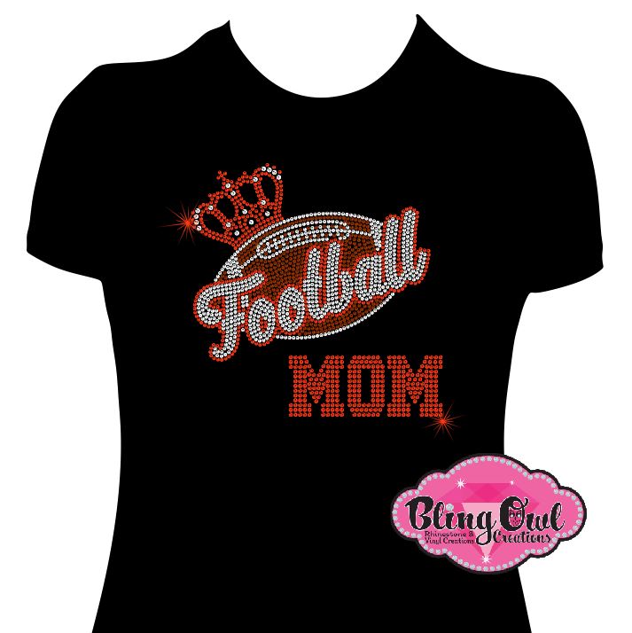 football_mom spirit_wear rhinestones sparkle bling transfer