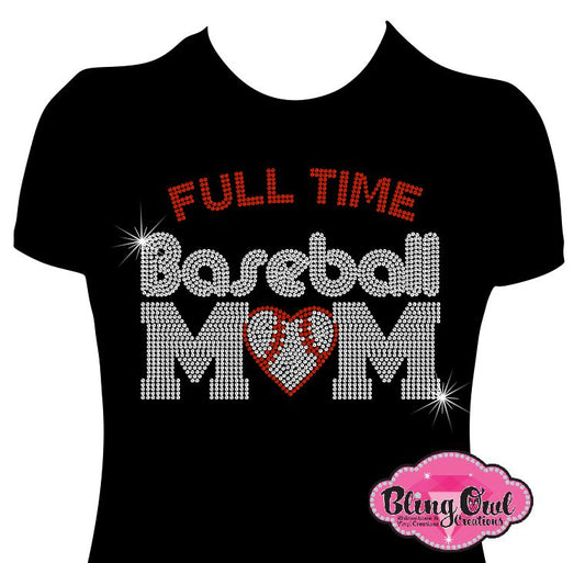 fulltime_baseball_mom_heart shirt rhinestones sparkle bling