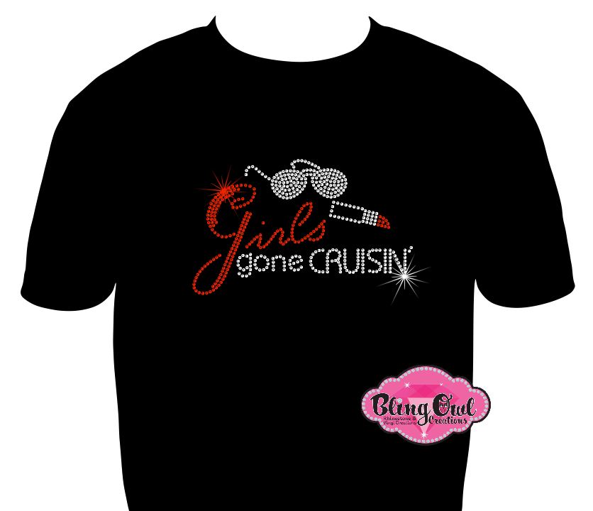 girls_gone_cruisin_lips_glasses design shirt cruise tshirt vacation wear rhinestone sparkle bling
