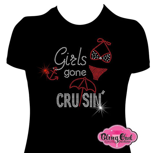 girls_cruisin_umbrella_suit design travel shirt cruise tshirt rhinestones sparkle bling