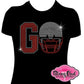 go_football_helmet design shirt football_season_shirt football_fan_tees support_your_team customized_shirts personalized_tees_for football_fans gameday tshirt sparkle and stand out rhinestones sparkle bling