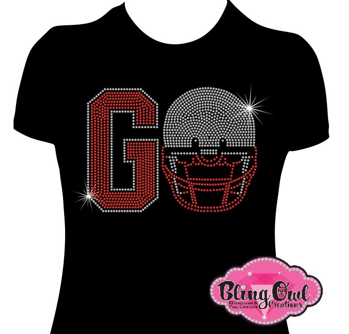 go_football_helmet design shirt football_season_shirt football_fan_tees support_your_team customized_shirts personalized_tees_for football_fans gameday tshirt sparkle and stand out rhinestones sparkle bling