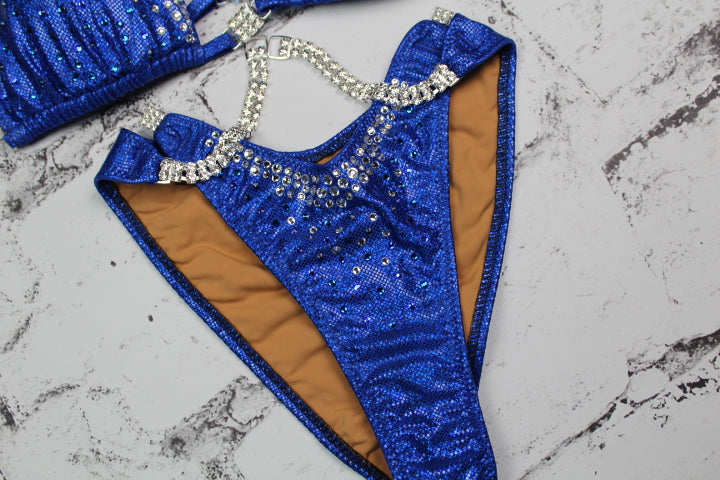 Blue Bikini - Fitness Bikini - IFBB Competition Bikini - Custom Rhinestone Competition Bikini Suit - Posing Suit - Fitness Suit - Wellness Bikini