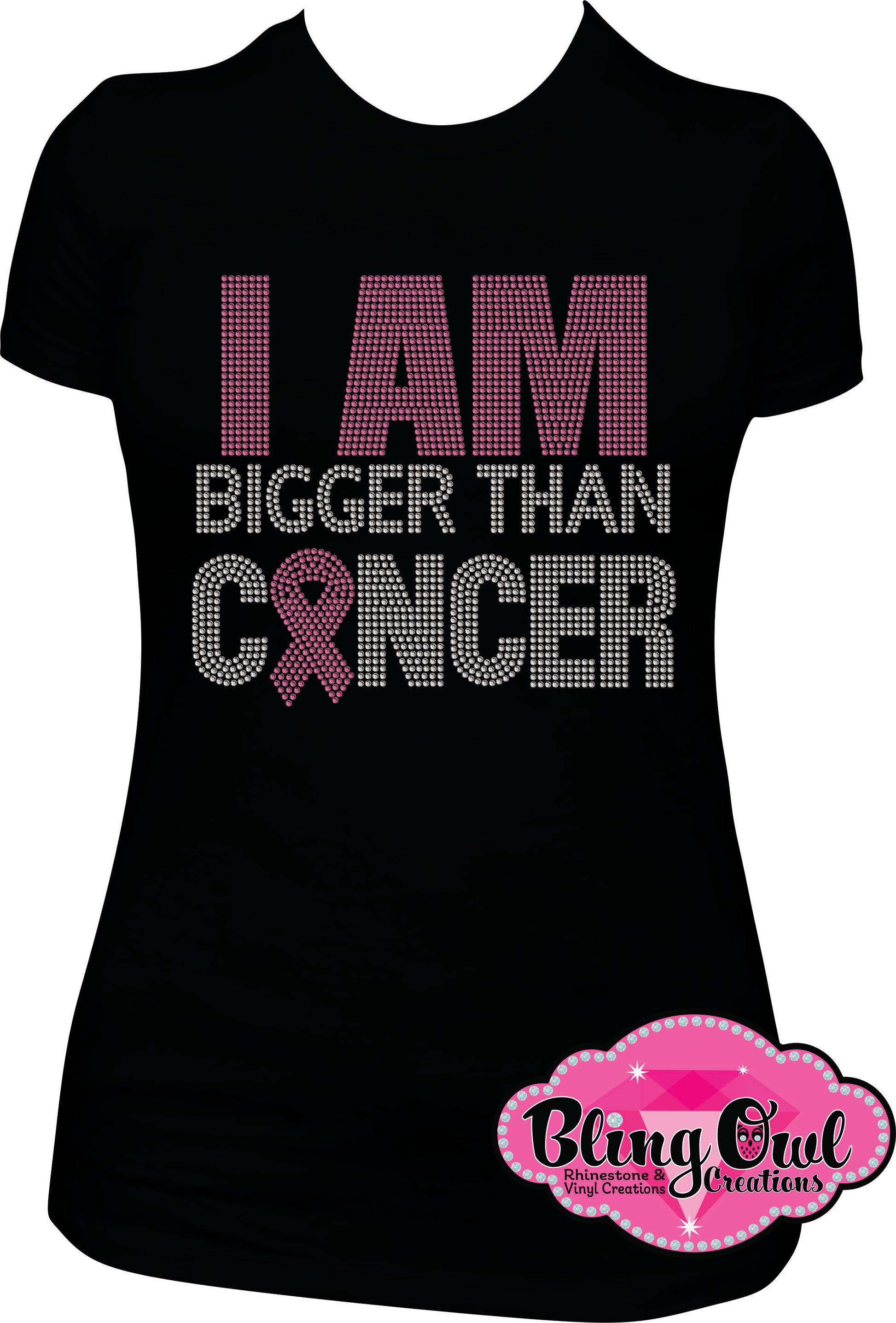 iam_bigger_than_cancer design shirt rhinestones sparkle bling