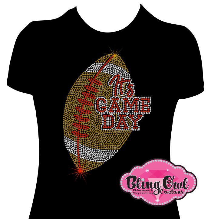game_day_football design shirt glam_vibes_outfit game_on glam_on saturday_night_lights_outfit rhinestones sparkle bling