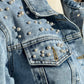 bridal_denim_jacket perfect_wedding_gift_outfit versatile_fashion chic_bride pearls_on_denim rhinestones sparkle bling