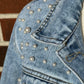 bridal_denim_jacket perfect_wedding_gift_outfit versatile_fashion chic_bride pearls_on_denim rhinestones sparkle bling