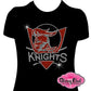 knights_shield design shirt currituck_knights_school_spirit_wear rhinestones sparkle bling