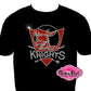 knights_shield design shirt currituck_knights_school_spirit_wear rhinestones sparkle bling