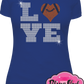football love design rhinestones sparkle bling transfer