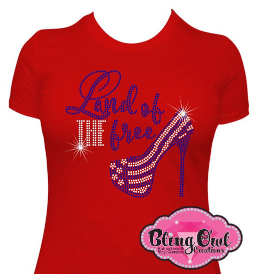 land_of_the_free design glam_patriotic_shirt america rhinestones sparkle bling