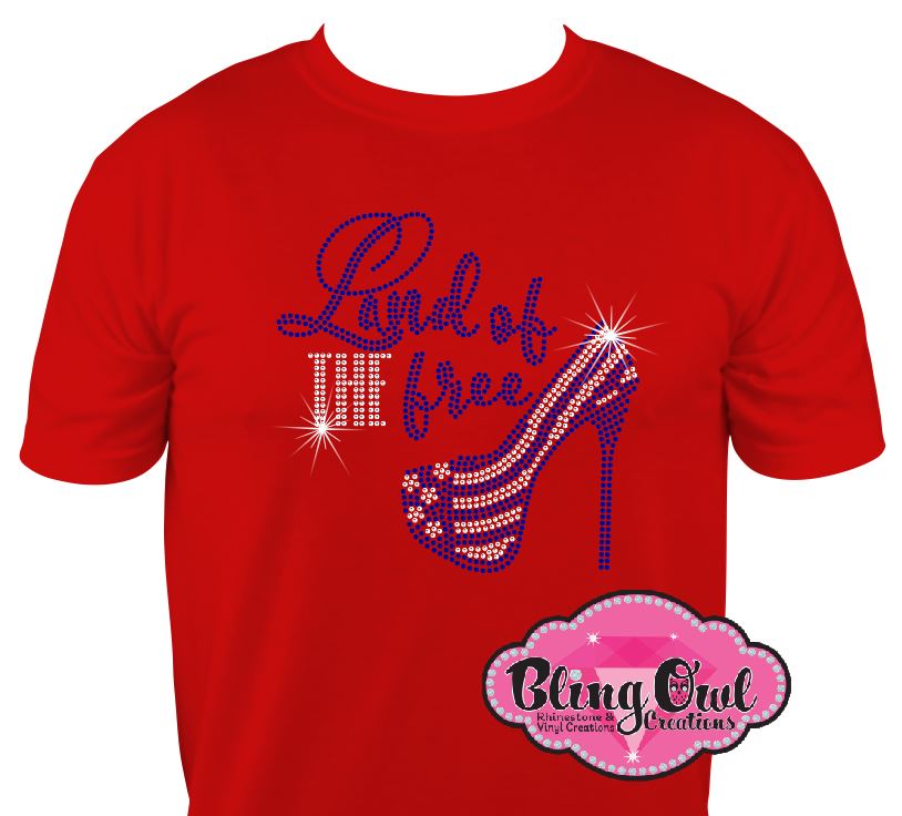 land_of_the_free design glam_patriotic_shirt america rhinestones sparkle bling