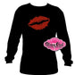 longsleeves shirt with lips design rhinestones sparkle bling