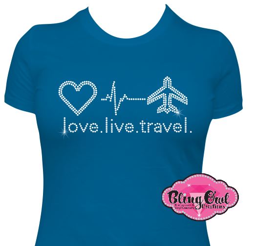 love_live_travel design shirt vacation tshirt rhinestones sparkle bling