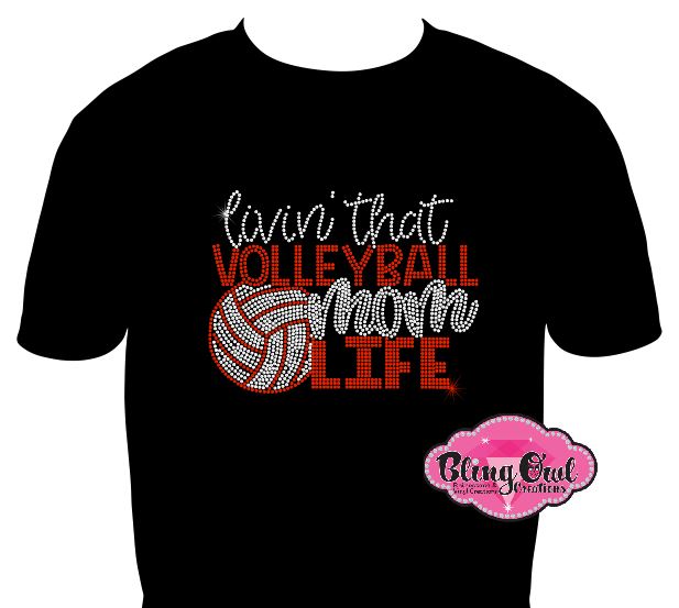 livin_that_volleyball_mom_life design shirt rhinestones sparkle bling