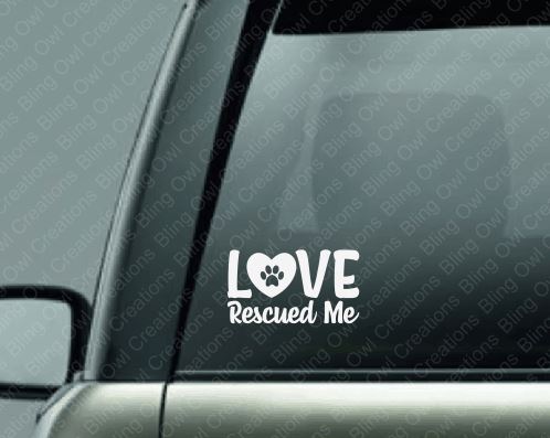love_paw_print_rescued_me decal