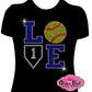 love softball design shirt customized tshirt rhinestones sparkle bling