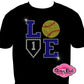 love softball design shirt customized tshirt rhinestones sparkle bling