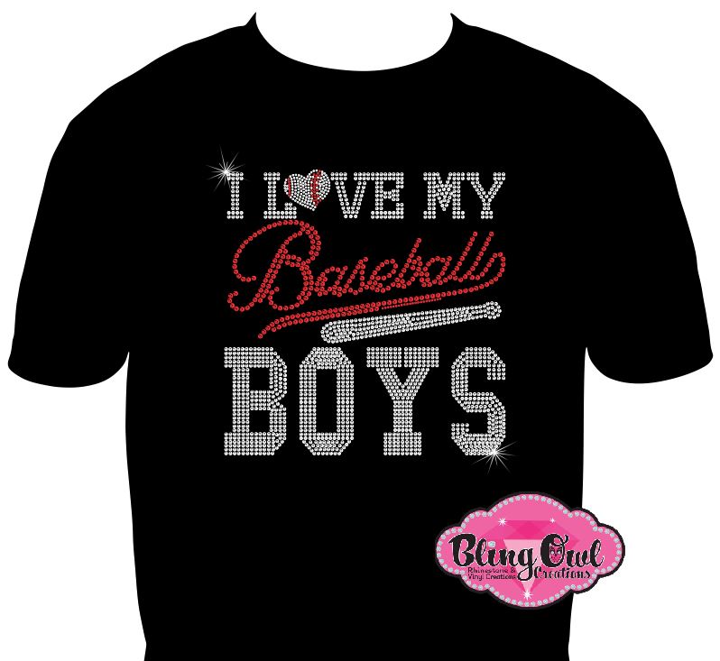 love_baseball_boys design shirt rhinestones sparkle bling