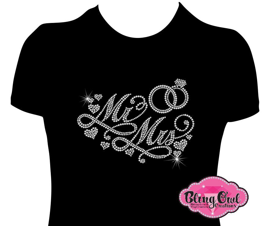 mr_mrs wedding rings design shirts rhinestones sparkle bling