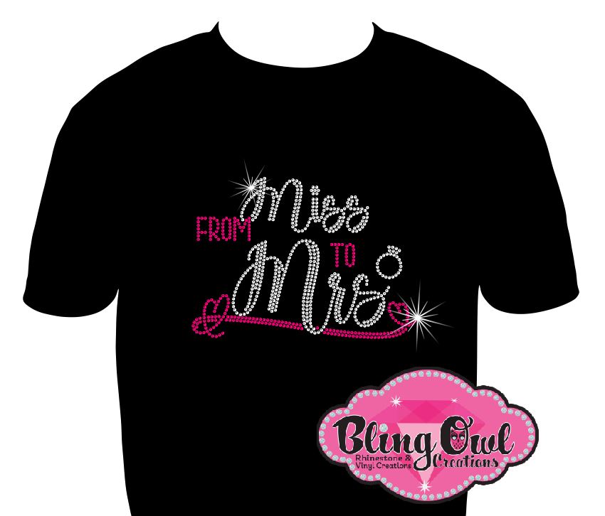 bride_t-shirt miss_to_mrs_with ring rhinestones sparkle bling transfer only
