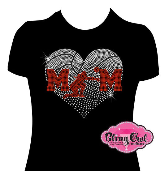 Volleyball Heart Girl (Rhinestone Design)
