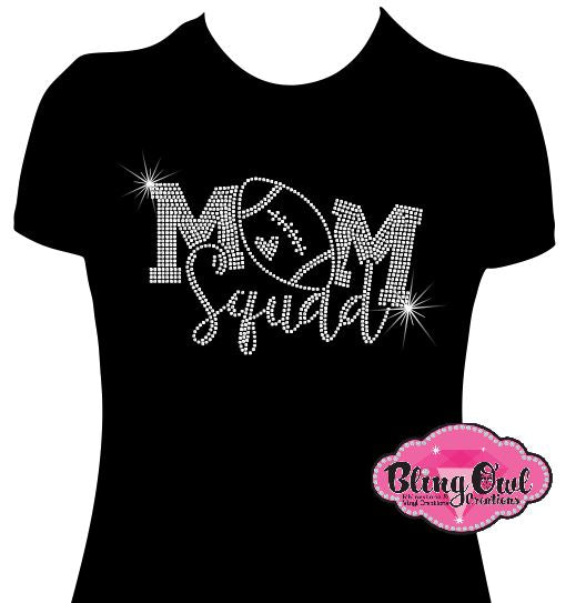 mom_footbal_squad design shirt gameday_tshirt rhinestones sparkle bling