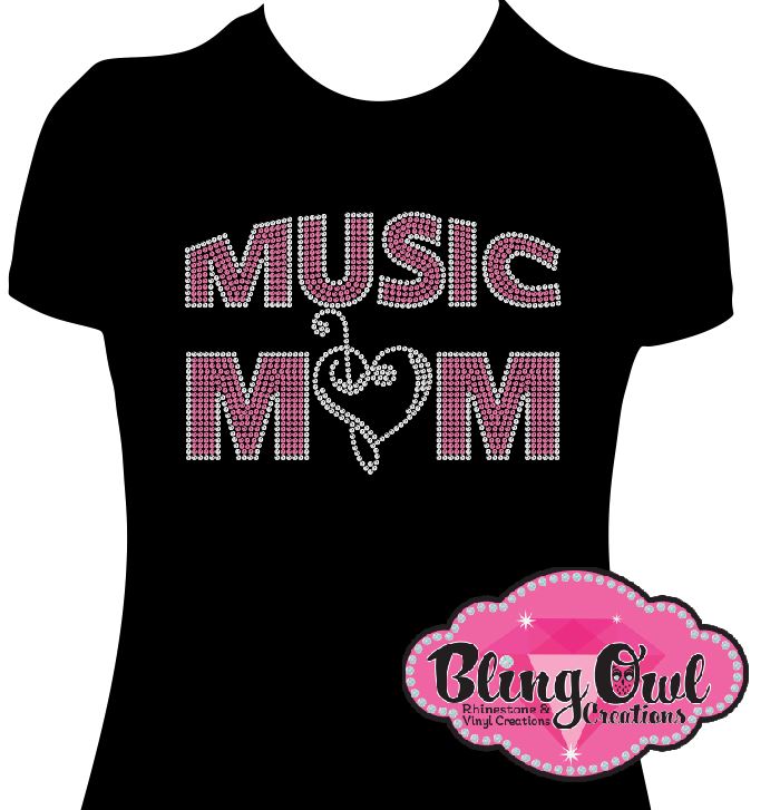 music_mom spirit_wear rhinestones sparkle bling transfer