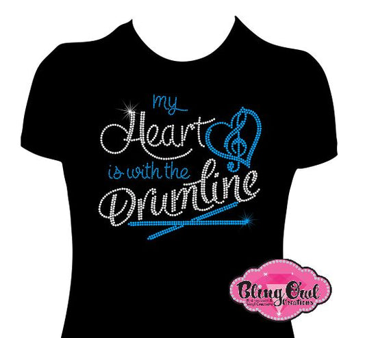 my_heart_drumline design shirt band_mom shirt rhinestones sparkle bling