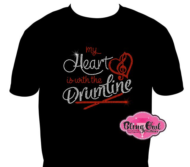 my_heart_drumline design shirt band_mom shirt rhinestones sparkle bling
