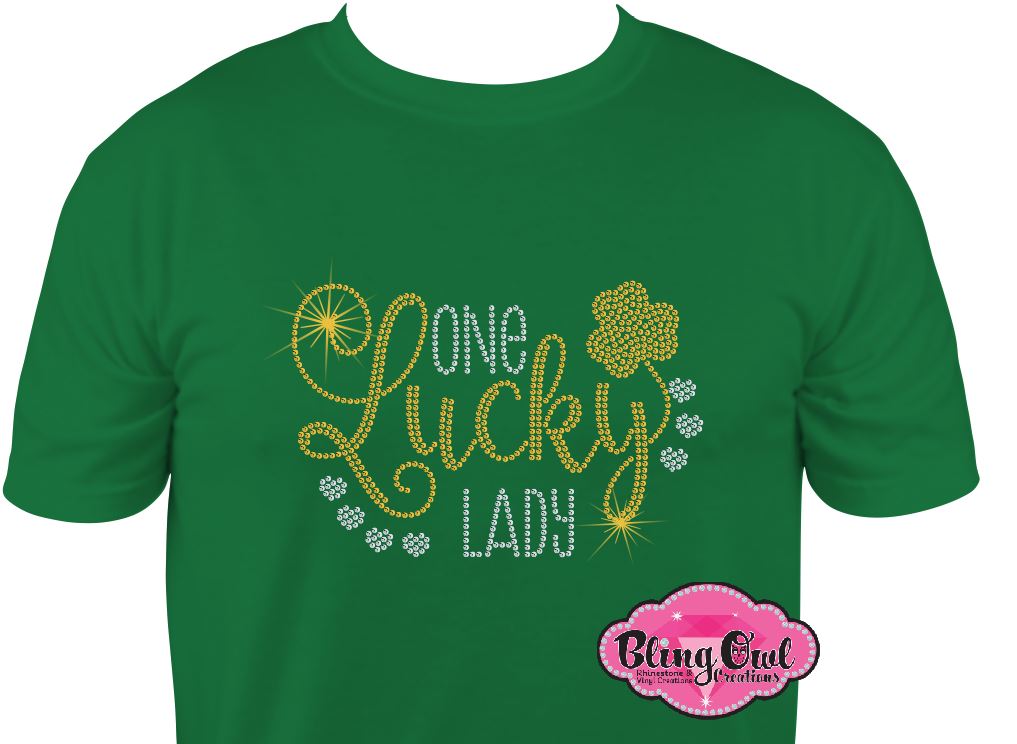 luck_lady shamrock design st patrick day shirt rhinestones sparkle bling