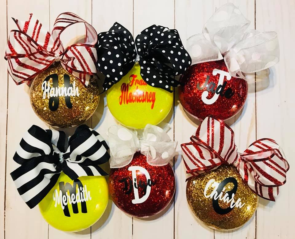 ornaments with bow sparkle and bling