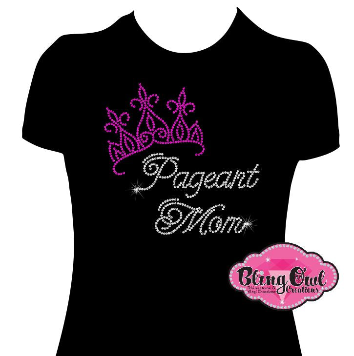 pageant_mom wtih crown design rhinestones sparkle bling transfer