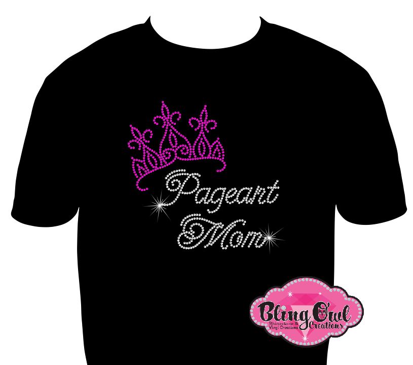 pageant_mom wtih crown design royal_mom_tshirt regal_shirts_for_pageant_mom queen_mom shirts pageant_themed_shirts for mom moms_crown_fashion pageant_inspired_clothing for moms ladies_bling_tees trendy_womens shirt rhinestones sparkle bling