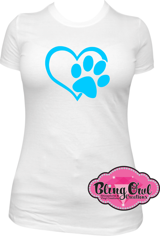 paw_print_dog_heart design shirt animal lover tshirt vinyl design