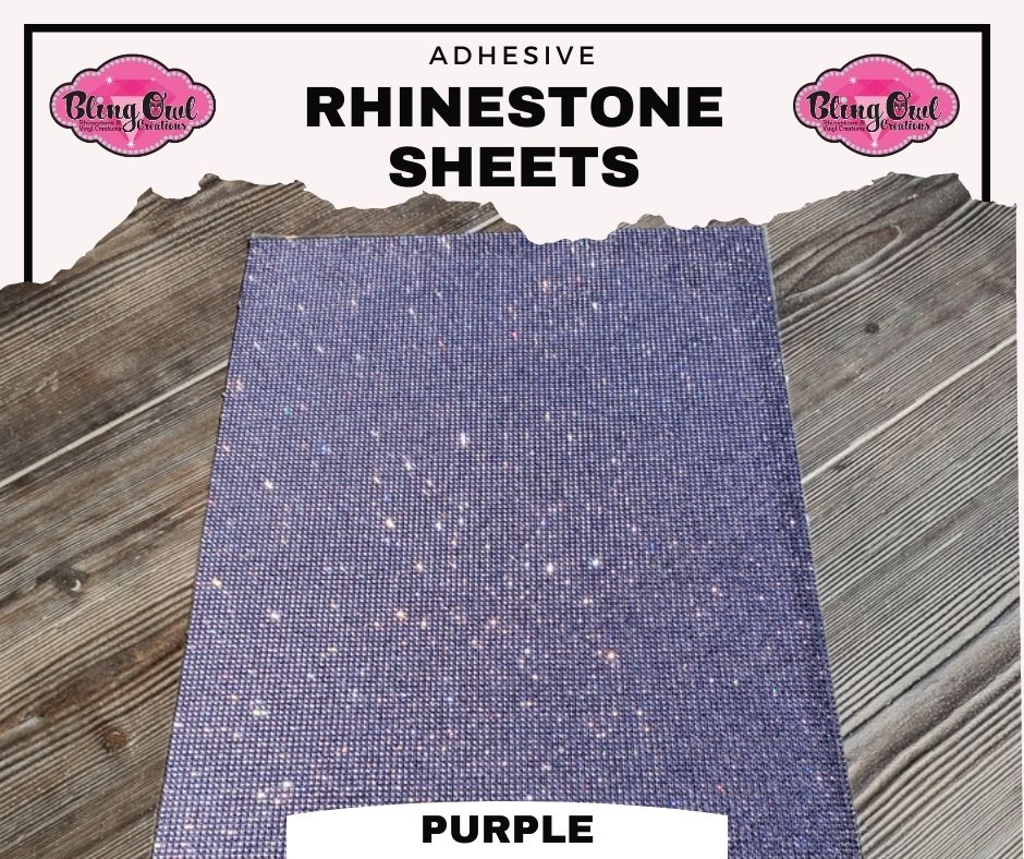 purple colored adhesive rhinestone sheets sparkle bling diy aesthetic decor