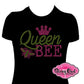 queen_bee_crown design ladies_bling_shirt women_trendy_tshirt regal_mom_shirt glam_queen_tees cute_shirt classic_chic_wear timeless_tee rhinestones sparkle bling