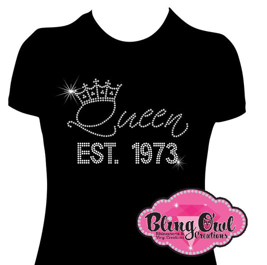 queen crown shirt rhinestones sparkle bling