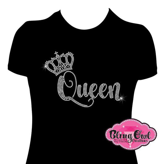 queen_crown design rhinestones sparkle bling transfer